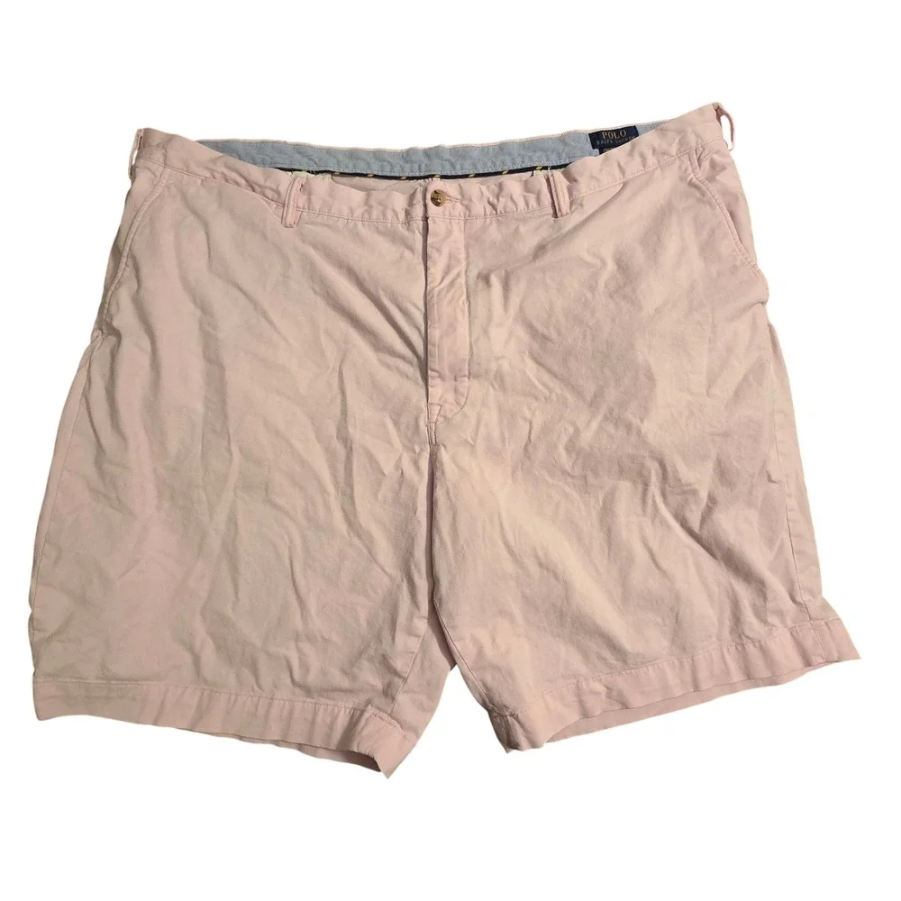 Polo Ralph Lauren Mens Pink Chino Shorts Cotton Twill Preppy Pony Logo Size 46